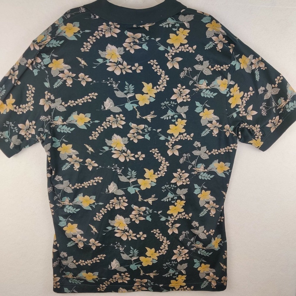 Izod Mens Large Black Floral Polo Golf Rugby Casual Shirt - Picture 7 of 11
